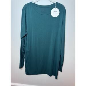 Little Sleepies Mens Pajama Top Bamboo Green Long Sleeve Crew M Christmas NWT